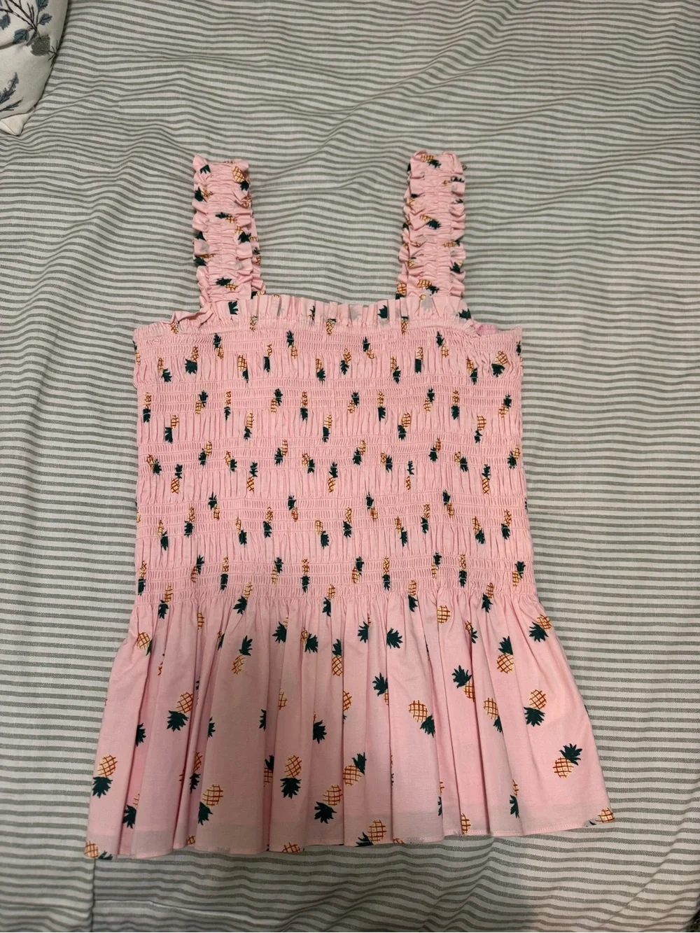 kate spade Pink Smocked Top with Pineapple Print